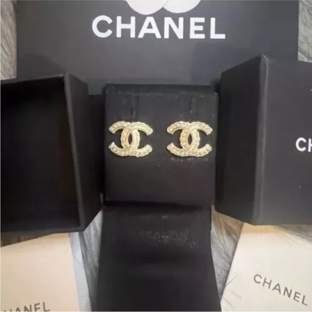 CHANEL Silver Logo Earrings - Picture 2 of 6